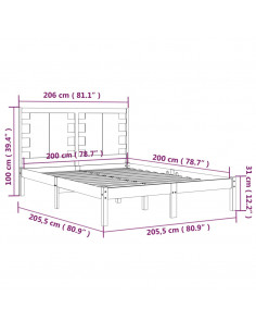 Giroletto Nero in Legno Massello di Pino 200x200 cm