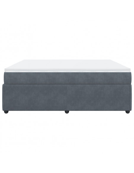Giroletto a Molle con Materasso Grigio Scuro 200x200 cm Velluto