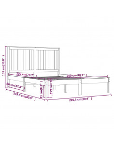 Giroletto Nero in Legno Massello di Pino 200x200 cm
