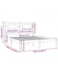 Giroletto Nero in Legno Massello di Pino 200x200 cm