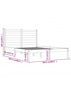 Giroletto Nero in Legno Massello di Pino 200x200 cm