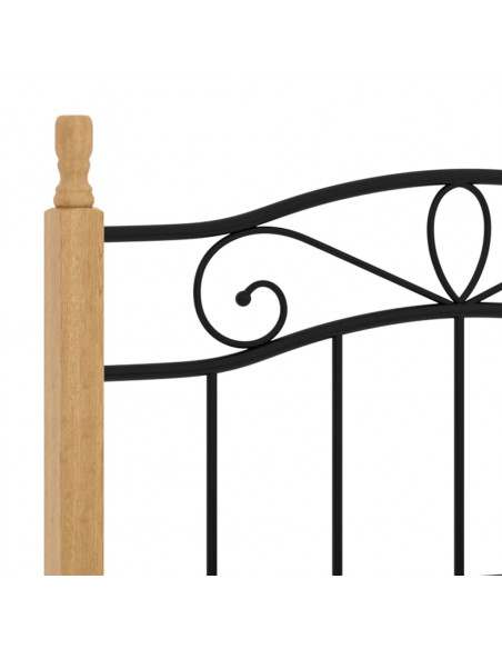 Giroletto Nero in Metallo e Legno Massello di Rovere 100x200 cm