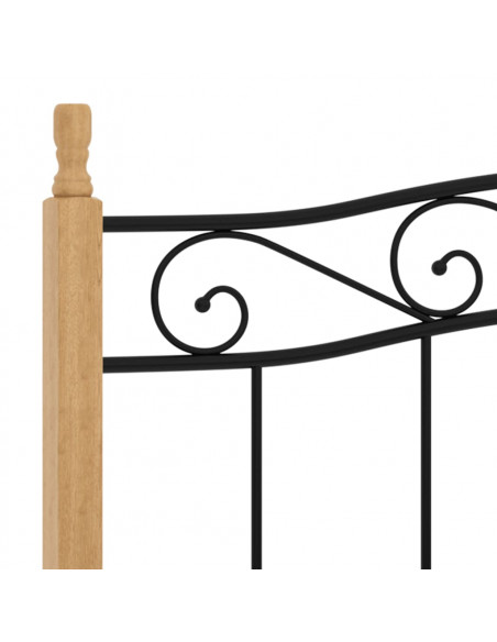 Giroletto Nero in Metallo e Legno Massello di Rovere 140x200 cm