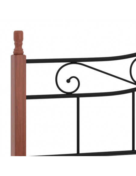 Giroletto Nero in Metallo e Legno Massello di Rovere 200x200 cm