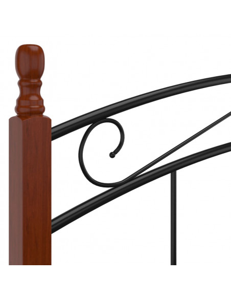 Giroletto Nero in Metallo e Legno Massello di Rovere 200x200 cm