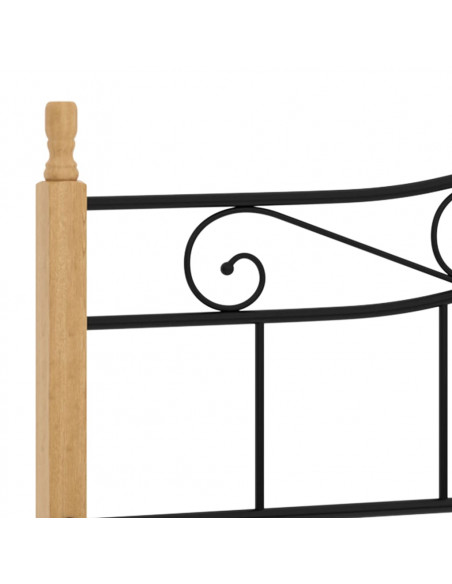 Giroletto Nero in Metallo e Legno Massello di Rovere 200x200 cm