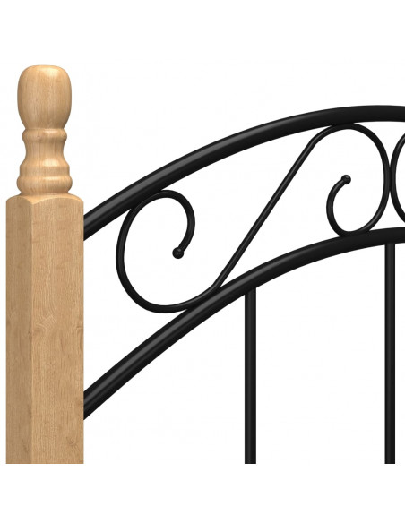 Giroletto Nero in Metallo e Legno Massello di Rovere 90x200 cm