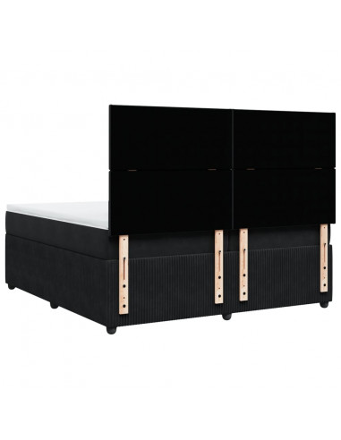 Giroletto a Molle con Materasso Nero 200x200 cm in Velluto