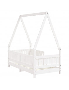 Giroletto per Bambini Bianco 70x140cm in Legno Massello di Pino