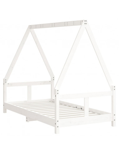 Giroletto per Bambini Bianco 80x160cm in Legno Massello di Pino