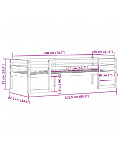 Giroletto per Bambini Bianco 80x200cm in Legno Massello di Pino