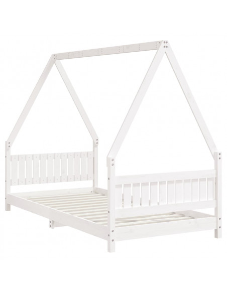 Giroletto per Bambini Bianco 90x190cm in Legno Massello di Pino