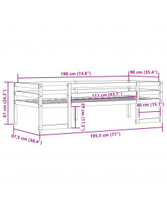 Giroletto per Bambini Bianco 90x190cm in Legno Massello di Pino