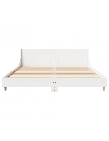 Giroletto con Testiera Bianco 135x190 cm Legno Massello di Pino