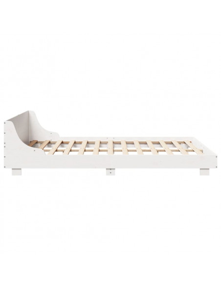 Giroletto con Testiera Bianco 135x190 cm Legno Massello di Pino