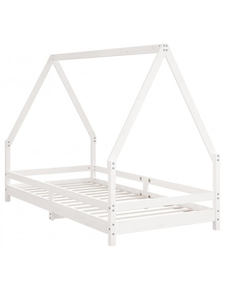 Giroletto per Bambini Bianco 90x190cm in Legno Massello di Pino
