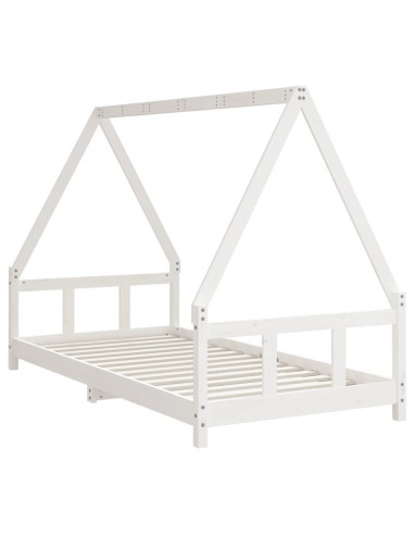 Giroletto per Bambini Bianco 90x190cm in Legno Massello di Pino