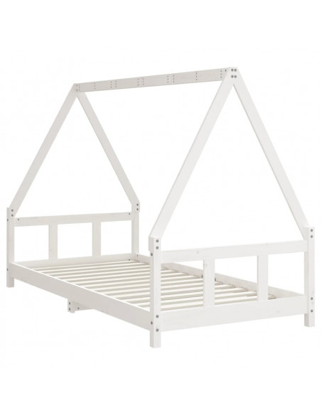 Giroletto per Bambini Bianco 90x190cm in Legno Massello di Pino