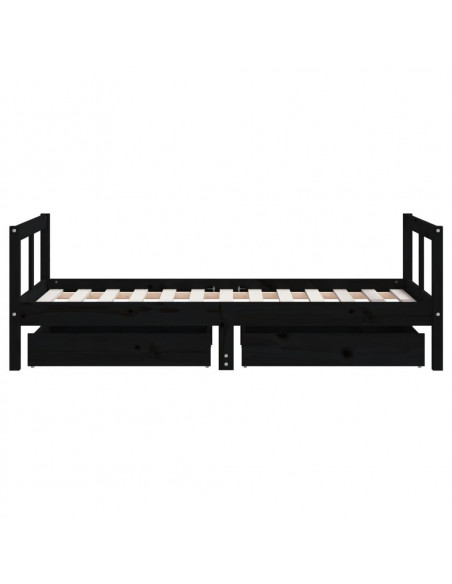 Giroletto per Bambini con Cassetti Nero 80x160 cm Massello Pino