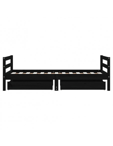 Giroletto per Bambini con Cassetti Nero 80x160 cm Massello Pino