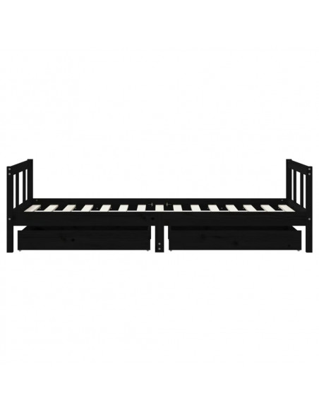 Giroletto per Bambini con Cassetti Nero 90x190 cm Massello Pino
