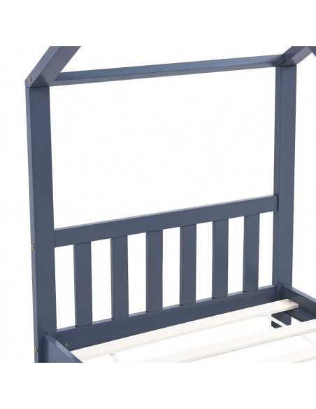 Giroletto per Bambini Grigio in Legno Massello di Pino 80x160cm