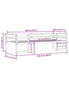 Giroletto per Bambini Marrone Cera 80x200cm Legno Massello Pino