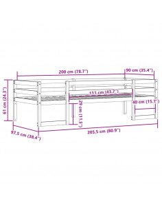 Giroletto per Bambini Marrone Cera 90x200cm Legno Massello Pino