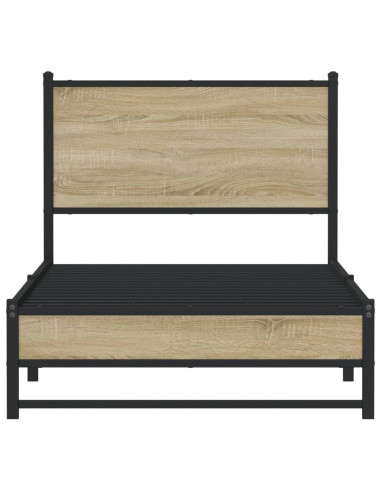 Giroletto con Testiera in Metallo Rovere Sonoma 90x200 cm