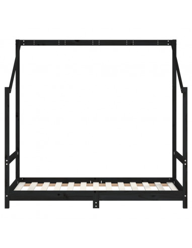 Giroletto per Bambini Nero 2x(80x160) cm Legno Massello di Pino
