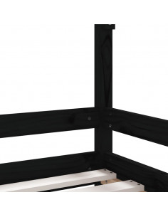 Giroletto per Bambini Nero 80x160 cm in Legno Massello di Pino