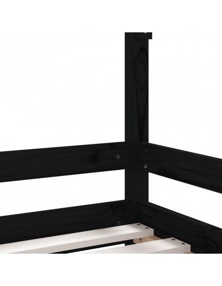 Giroletto per Bambini Nero 80x160 cm in Legno Massello di Pino