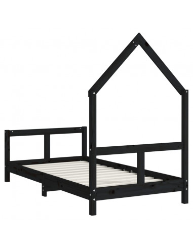 Giroletto per Bambini Nero 80x160 cm in Legno Massello di Pino