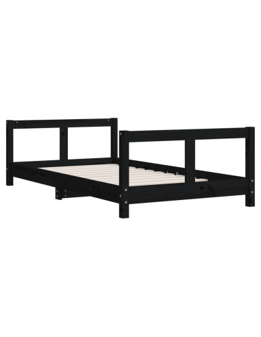 Giroletto per Bambini Nero 80x160 cm in Legno Massello di Pino