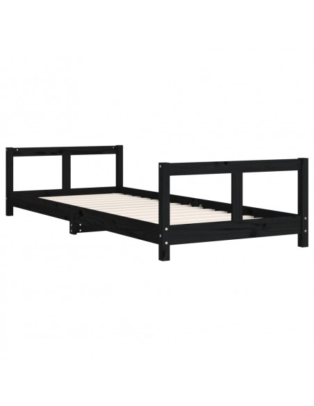 Giroletto per Bambini Nero 80x200 cm in Legno Massello di Pino