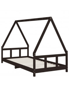 Giroletto per Bambini Nero 90x200 cm in Legno Massello di Pino