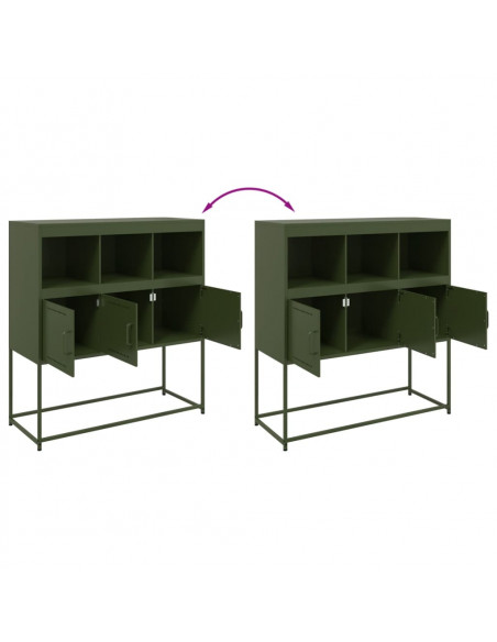 Credenza Verde Oliva 100,5x39x107 cm Acciaio Laminato a Freddo