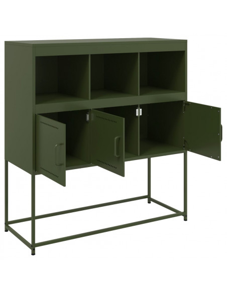 Credenza Verde Oliva 100,5x39x107 cm Acciaio Laminato a Freddo