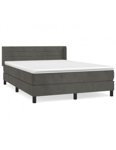 Giroletto a Molle con Materasso Grigio Scuro 140x190 cm Velluto