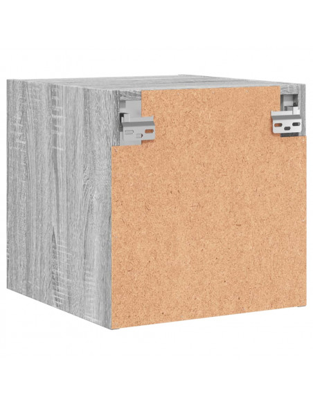 Comodino con Anta in Vetro Grigio Sonoma 35x37x35 cm