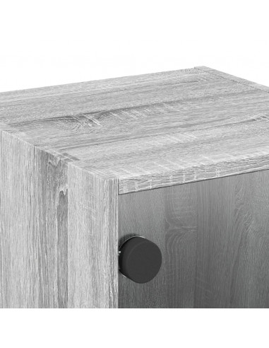 Comodino con Anta in Vetro Grigio Sonoma 35x37x35 cm