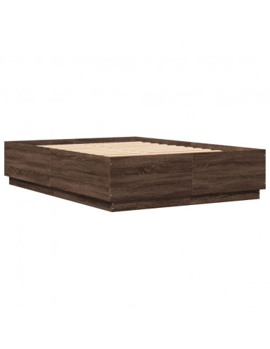 Giroletto Luci LED Rovere Marrone 140x200 cm Legno Multistrato