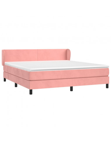 Giroletto a Molle con Materasso Rosa 180x200 cm in Velluto