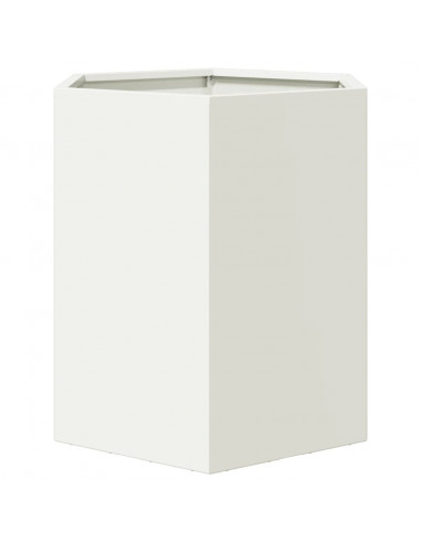 Fioriere da Giardino 2 pz Bianche Esagono 46x40x45cm in Acciaio