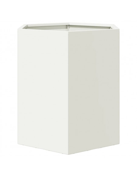 Fioriere da Giardino 2 pz Bianche Esagono 46x40x45cm in Acciaio