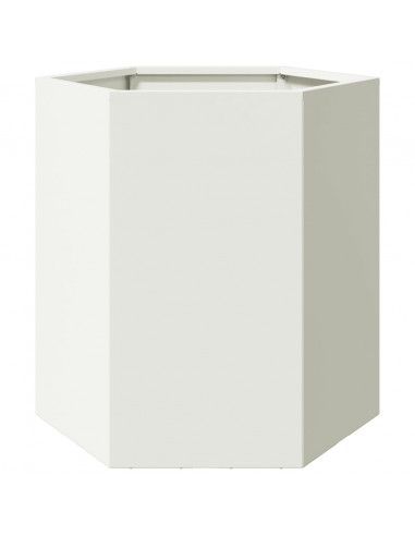 Fioriere da Giardino 2 pz Bianche Esagono 46x40x45cm in Acciaio