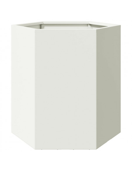 Fioriere da Giardino 2 pz Bianche Esagono 46x40x45cm in Acciaio