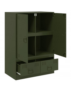 Credenza Verde Oliva 67x39x95 cm in Acciaio 2