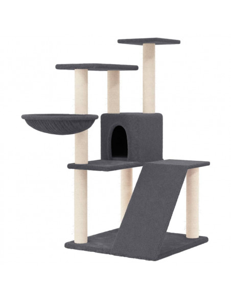 Albero per Gatti con Tiragraffi in Sisal Grigio Scuro 94 cm