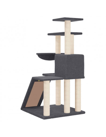 Albero per Gatti con Tiragraffi in Sisal Grigio Scuro 94 cm